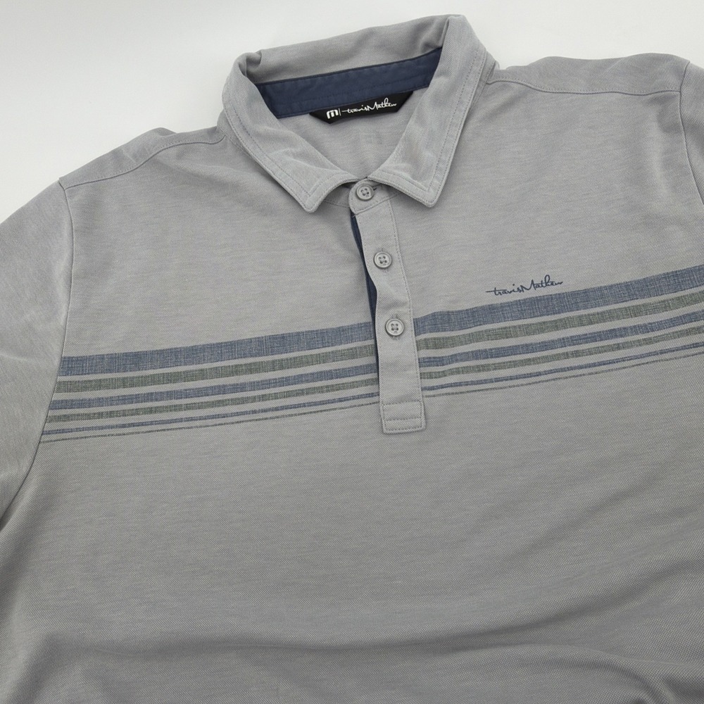 Travis Mathew Men's Size - XL Gray Short Sleeve Performance Golf Polo Logo